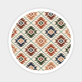 Aztec Symbol Color on Cream Repeat Pattern Magnet